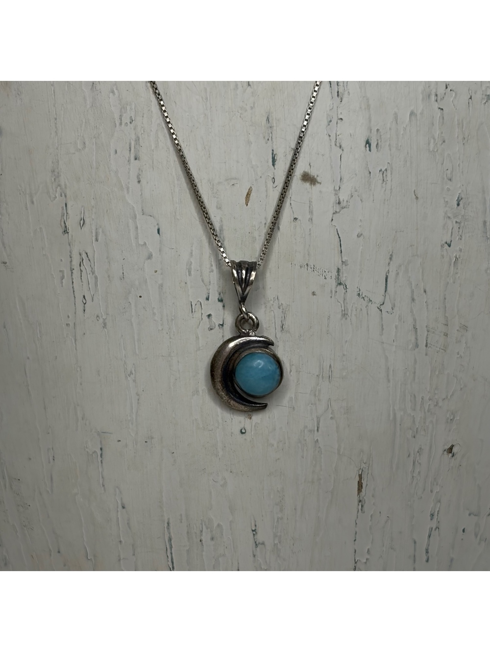 Sterling silver larimar celestial necklace vintage 90s